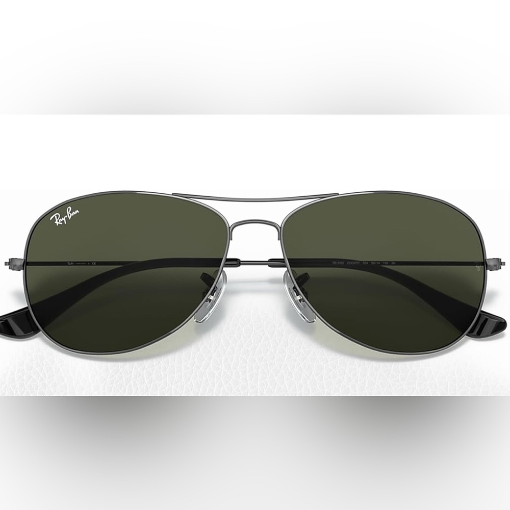Ray-Ban cockpit Silver Frame Sunglasses with Green Lenses